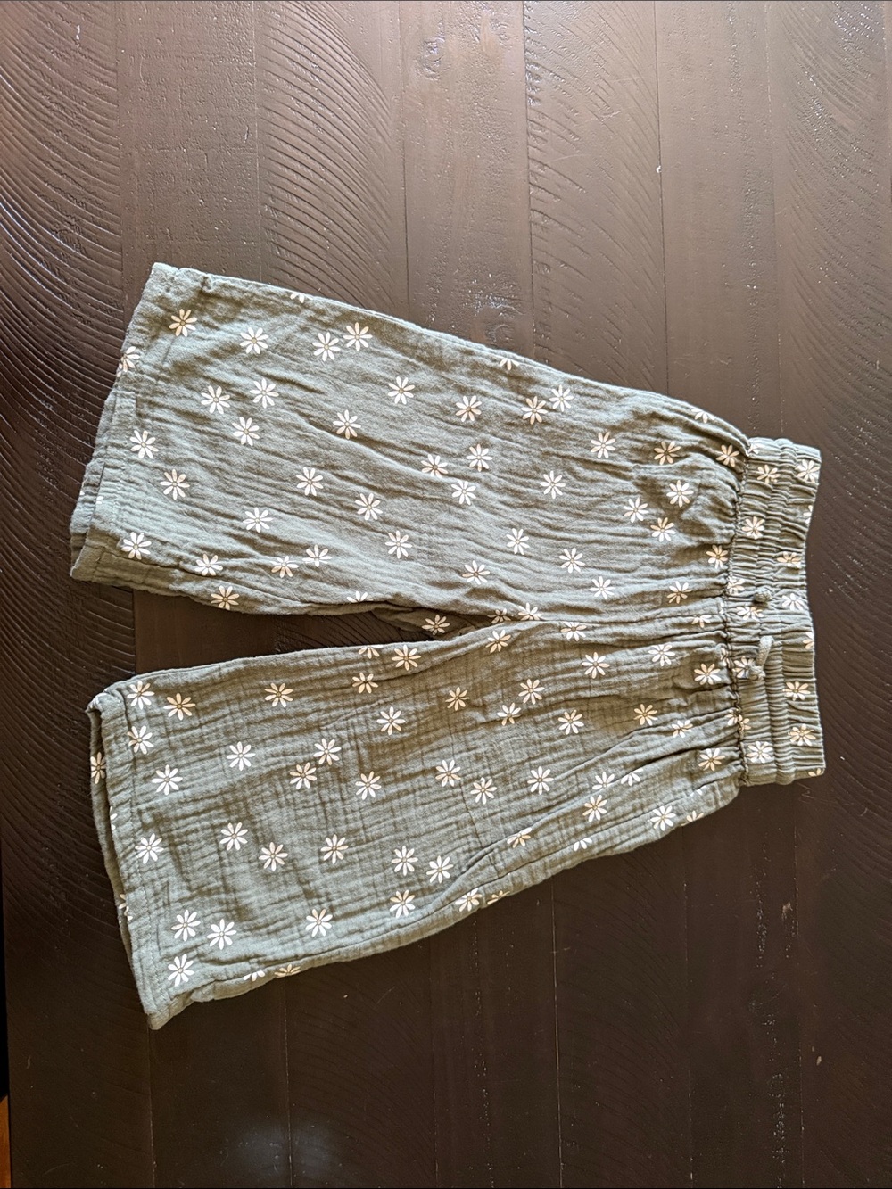 Rylee & Cru Girls Olive Floral Embroidered Elastic-Waist pants2-3Y